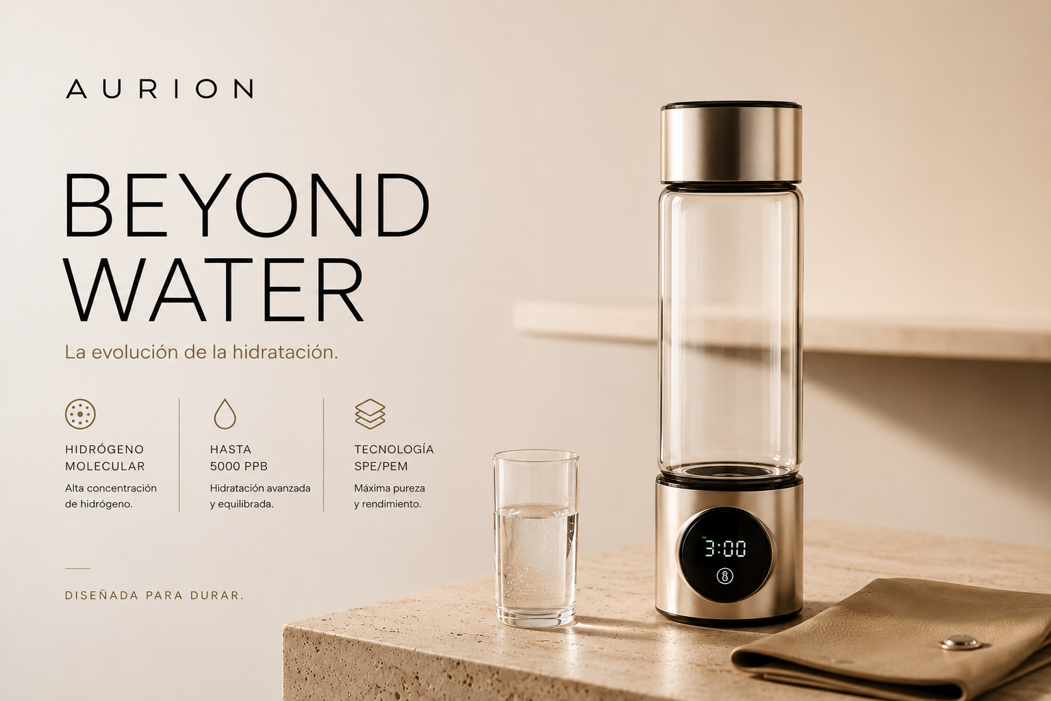 AURION-Botella generadora de hidrógeno portátil