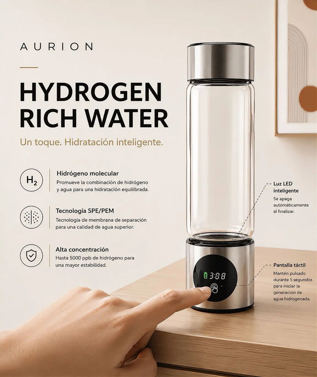AURION-Botella generadora de hidrógeno portátil